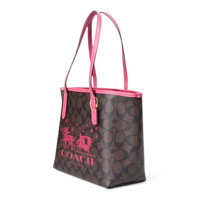 バッグ COACH tote bag heritage signeture PVC COACH Signature Mini City Tote Horse Sleigh Canvas Leather Brown