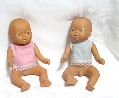 Emson Vintage Boy & Girl Baby Dolls-Twin Set-Rubber-Anatomically Correct-8''