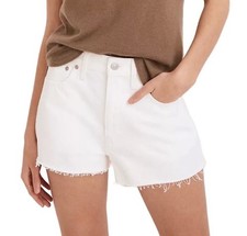 Madewell Relaxed Denim Shorts Button Fly In White With Frayed Hem Women s Sz 31