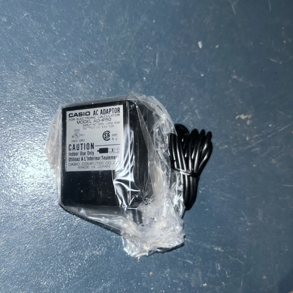 CASIO Calculator AC/DC Adapter Model # AD-4150 Output: 4.5V DC 600mA  - Image 2 of 2