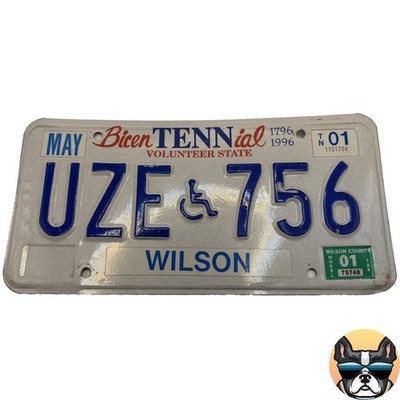 Tennessee BicenTENNial- Handicap UZE 756- License Plate- Free Shipping!