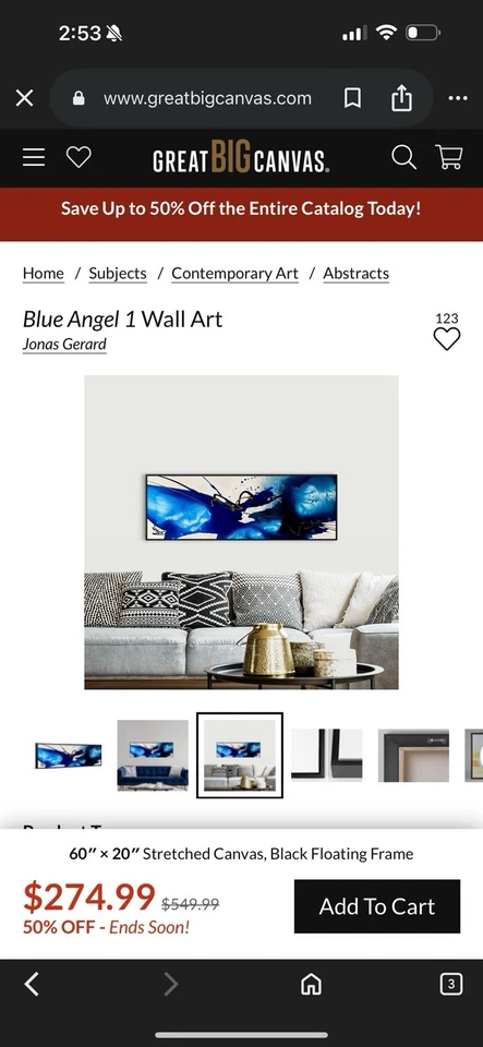 1 impresión enmarcada 60x20 de Jonas Gerard Blue Angel Foto 2 de 2