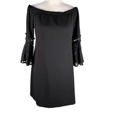 Eliza J Dress Black 10 Off Shoulder Lace Bell Sleeves