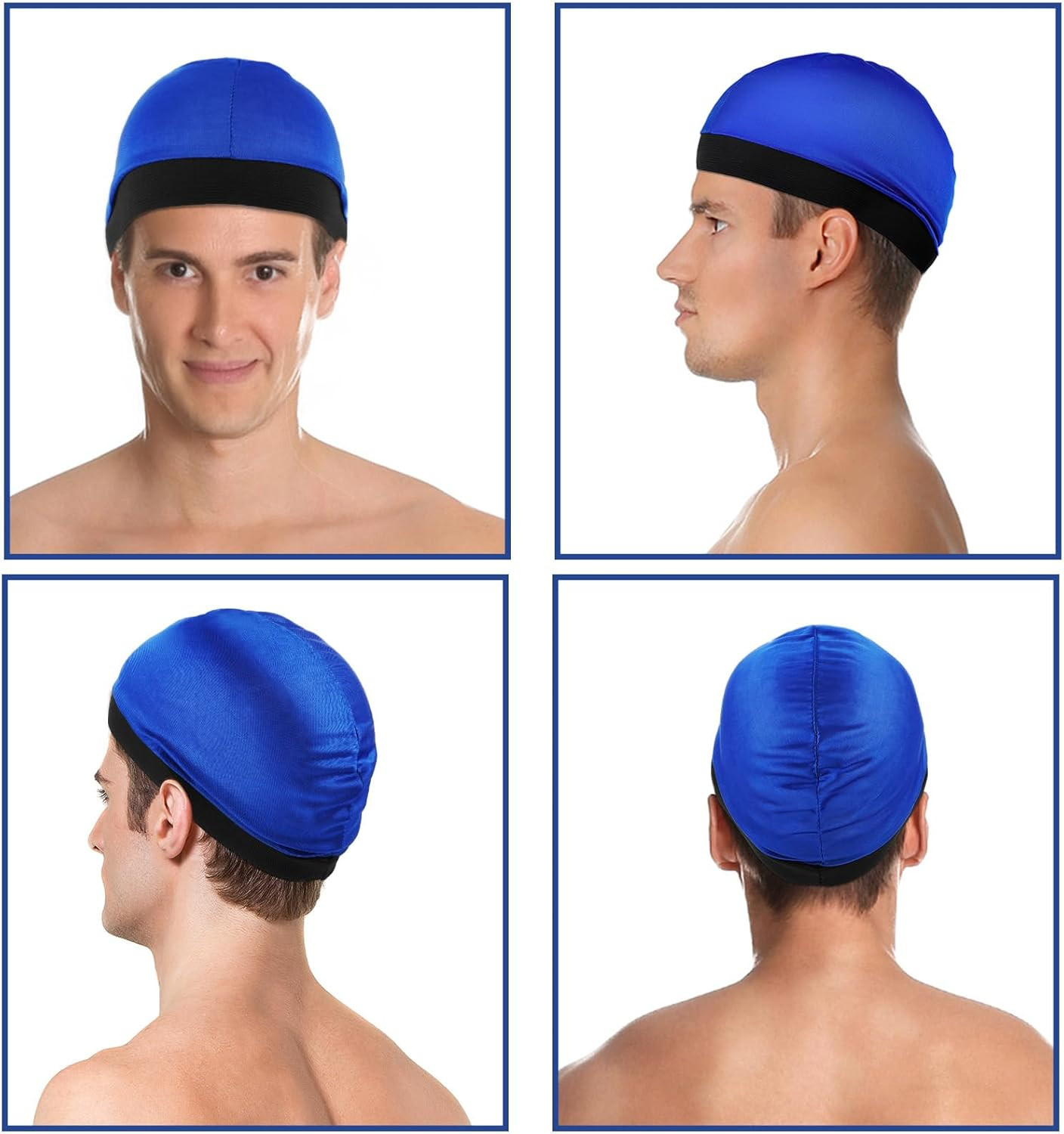 4Pcs Silk Wave Cap Set for Men - Satin Durag, Soft Breathable Stain Caps for Sle