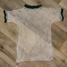 Vintage 100% Nylon Hanford-East Mesh Net Shirt Size Small White/Green 
