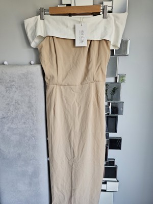 Bnwt Honeyz.com Midi Bodycon Dress, Off Shoulder Beige White Size 8 | eBay  UK