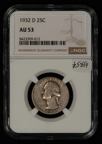 1932-D 25c Silver Washington Quarter - Key Date - NGC AU 53 - SKU-Z5859