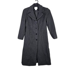 Womens Worthington Charcoal Gray Wool Blend Long Coat Size 8