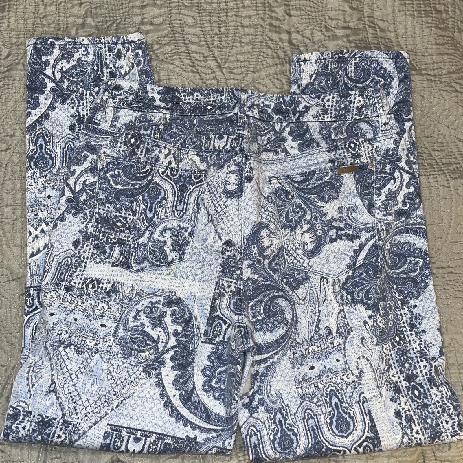 Chicos Size Medium Ankle Patterned Pants Stretch … - image 3