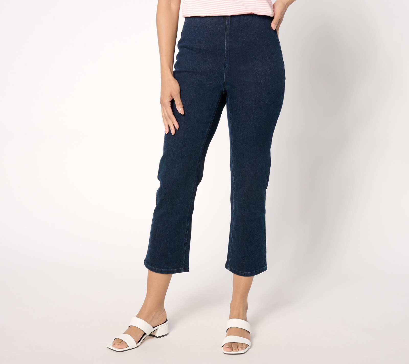 Denim & Co. Women's Petite Pants 20P Signature Perfect Flex Cropped Blue A649273