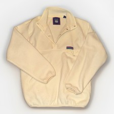 Vintage GAP Arctic Light Fleece Pullover Snap Neck Jacket Cream Small Y2K