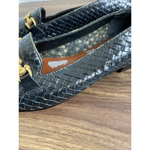 Ballerine vintage anni 90 Etienne Aigner donna pelle intrecciata nera tacco corto 7,5 - Foto 8 di 13