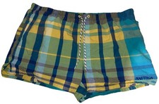 Nautica Men s Blue,yellow Plaid Swim Trunks Size L Beach Shorts