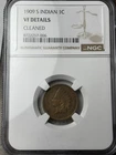 1909-S 1c Indian Head Cent NGC VF Details, Cleaned