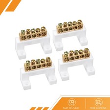 4 x Brass Screw Terminal Block Bar 100A Double Row Ground Wire 5 Positions