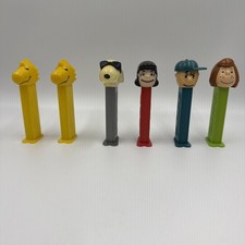 Lot Of Vintage 6 Peanuts Pez Dispensers Charlie Brown Snoopy Woodstock ect