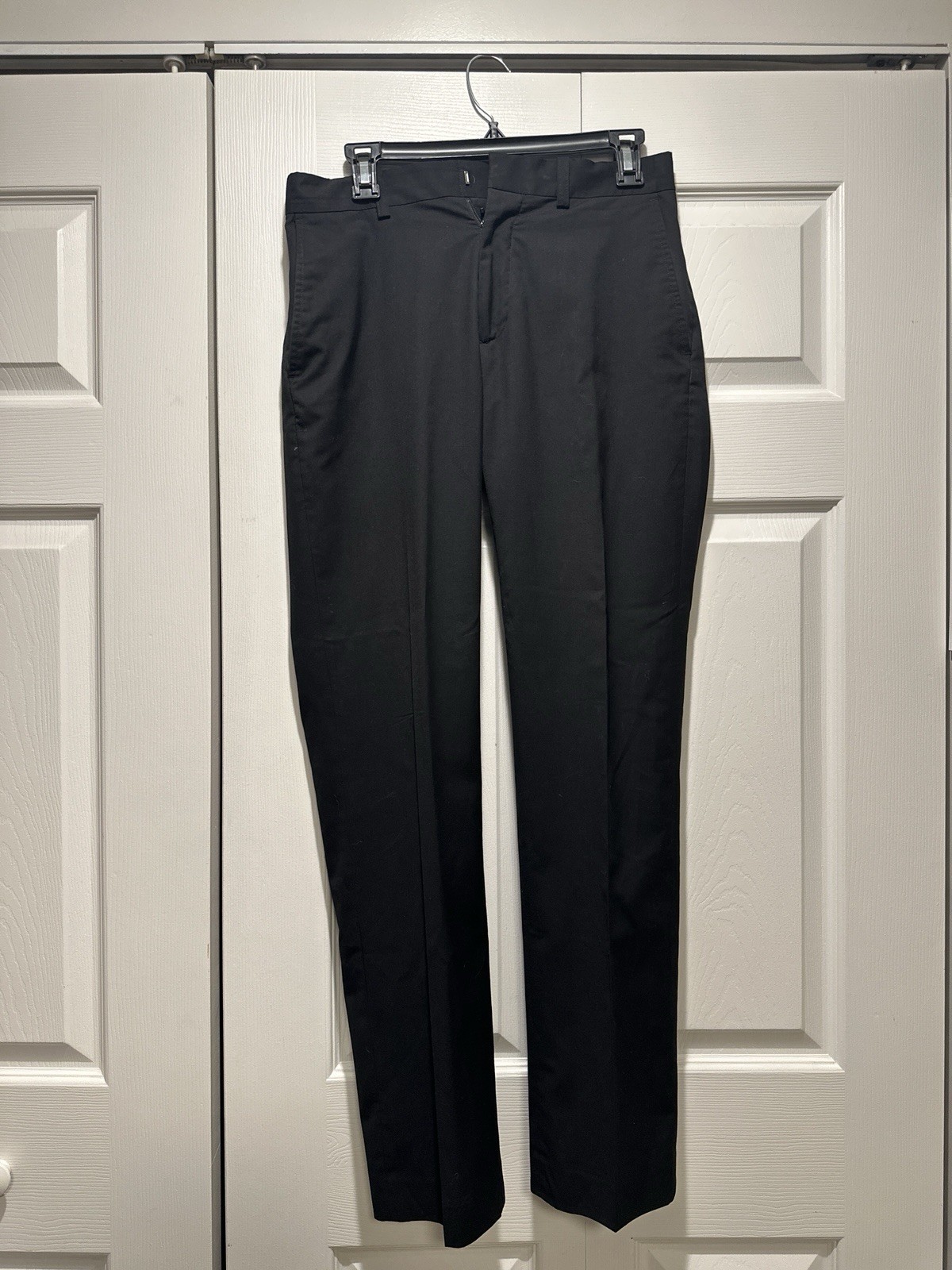 H&M Pants Mens 32R Black Slim Fit Dress Slacks Stretch Blend Flat Front Office