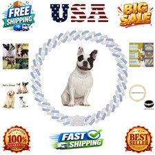 Blue Dog Necklace,Bling Dog Chain Collars Diamond Cuban Link Dog Collar Rhine...