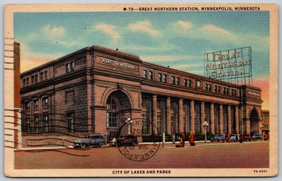#ad #ad 1952 Great Northern Train Station Minneapolis Minnesota VINTAGE Postcard 5353 $28.99