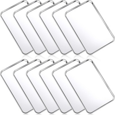 12 Pcs Baking Sheet Stainless Steel Cookie Small Metal Sheet Pans Professional