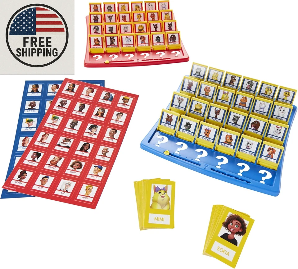Hasbro Gaming ¿Adivina quién? Juego de mesa, con cartas de personas y mascotas, el Gu original Foto 4 de 4