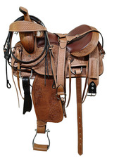 New Western premium carved Trail pleasure Horse leather Saddle 10" to 18.5".