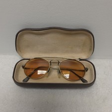 Vintage Perry Ellis Glasses PE 57-1 Metal Gold Frame Tinted Oval Lens