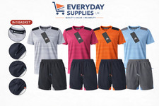 Mens Active Tech Quick Dry Shorts T Shirt Set 4 Way Stretch Gym Fitness Active