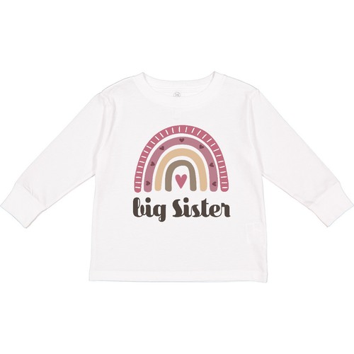 Inktastic Big Sister Announcement Rainbow Toddler Long Sleeve T-Shirt Sis Childs