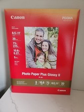 Canon Pixma Photo Paper Plus Glossy II 8.5" x 11" 20 Sheets PP-201 NEW SEALED