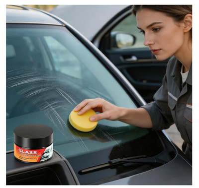 Glass Scratch Repair Kit-50g with Sponge Polishing Cleaning Wax-Car Windshield