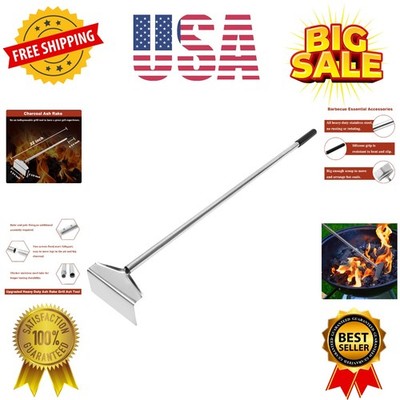 Coal Rake Grill Ash Tool, BBQ Charcoal Stainless Steel Rake for Pizza Oven - ...