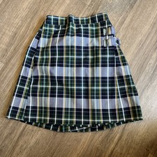 Dennis Girls School Uniform Skirt Skort Shorts Plaid Size 7 Green Blue 3521
