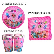 Coco Melon Birthday Party Supplies Tableware Plate Kids Balloon Party Decoration