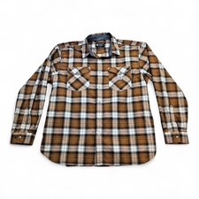 Carhartt Men's Brown Plaid Long-Sleeve Button-Up Shirt XL