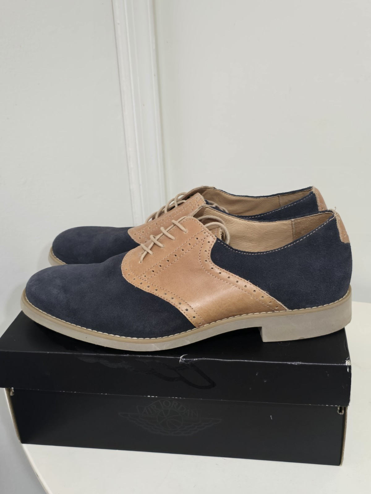 SAOLA Scarpe derby eleganti da uomo Johnston & Murphy a coda di rondine brogue marrone blu taglia 10 5 M