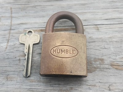 Vintage Best Brass Humble Oil Company Padlock with  Key