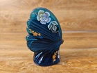 Fenton Art Glass Blue Floral Butterfly Figurine Hand Painted USA Artist Signed