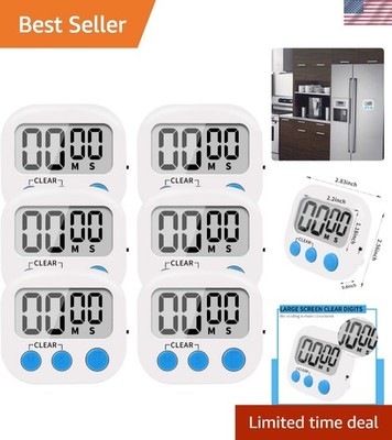 Digital Kitchen Timer 6 Pack: Magnetic & Loud Alarm with Easy Stand - White