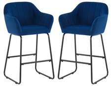 Magaluf Blue velvet fixed height Bar Stools  Breakfast Kitchen Bar, 1,2,3,4,5,6