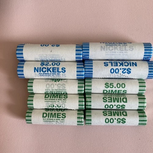 1776-2026 P &D Dime 6 rolls + Nickel 4 rolls Semi-Q Uncirculated 10 rolls total