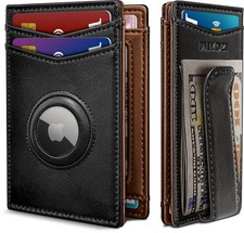 miyozi Airtag Wallet for Men- with Money Clip one size, Black Coffee Brown066