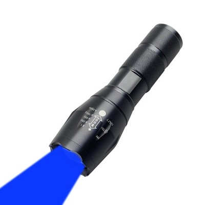High Power Blue LED Flashlight,Zoomable Long Range Single Mode Blue Light Fla...