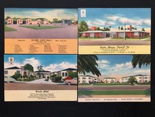 [4] Santa Monica California Motel postcards [all posted]