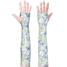 Gardening Sleeves for Women Farm Sun Protection Thorn 03-light Blue Flowers