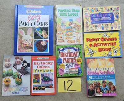 Lot 8 Vtg KIDS BIRTHDAY PARTY shape CAKES current Cupcakes Games & Activity Book