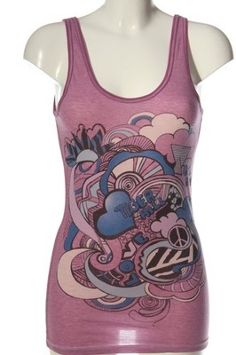 TIGERHILL Trägertop Damen Top Gr. DE 38 blau-pink-wollweiß Casual-Look