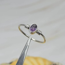 Amethyst 925 Sterling Silver Faceted Gemstone Ring  Oval Gemstone Ring All size