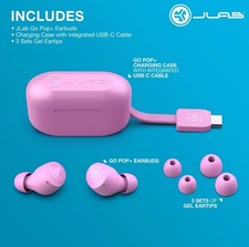 JLab Go POP True Wireless Bluetooth Earbuds, iOS, Android, Headphones