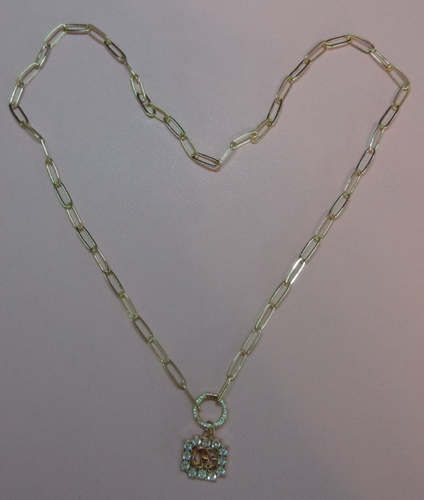 Gucci Repurpose/Upcycle Zip Bag Pull Charm💗Gold Toned w/Clear Crystals-Stamped - Afbeelding 3 van 6